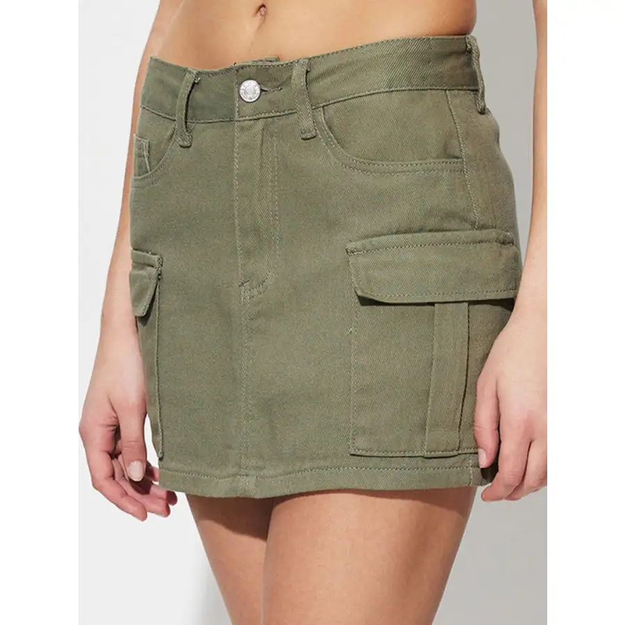 Pocketed Mini Denim Skirt