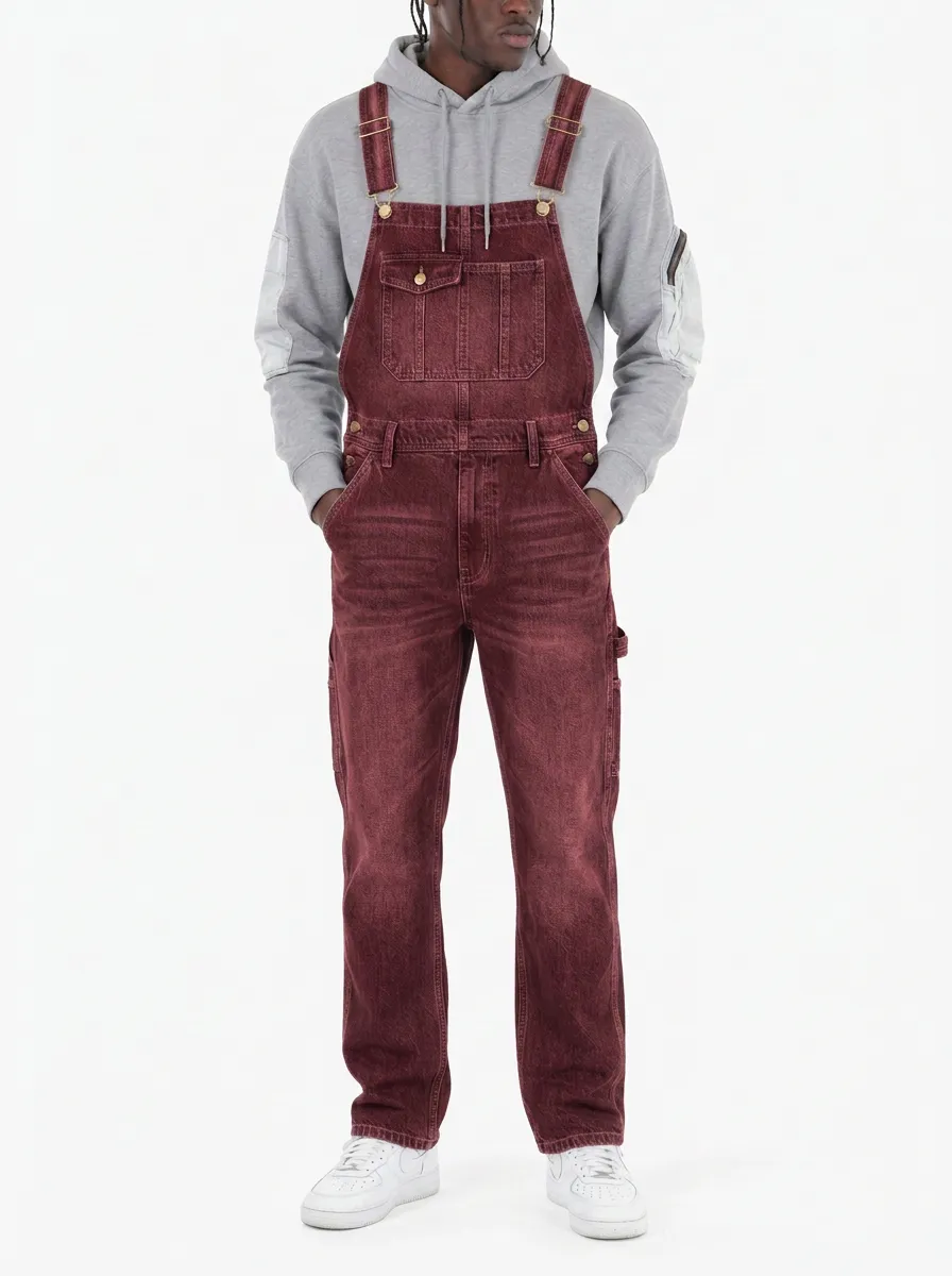 Men's Casual Streetwear Vintage Blue Denim Overalls