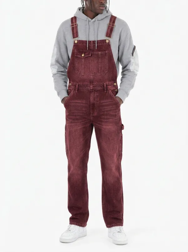 Men's Casual Streetwear Vintage Blue Denim Overalls