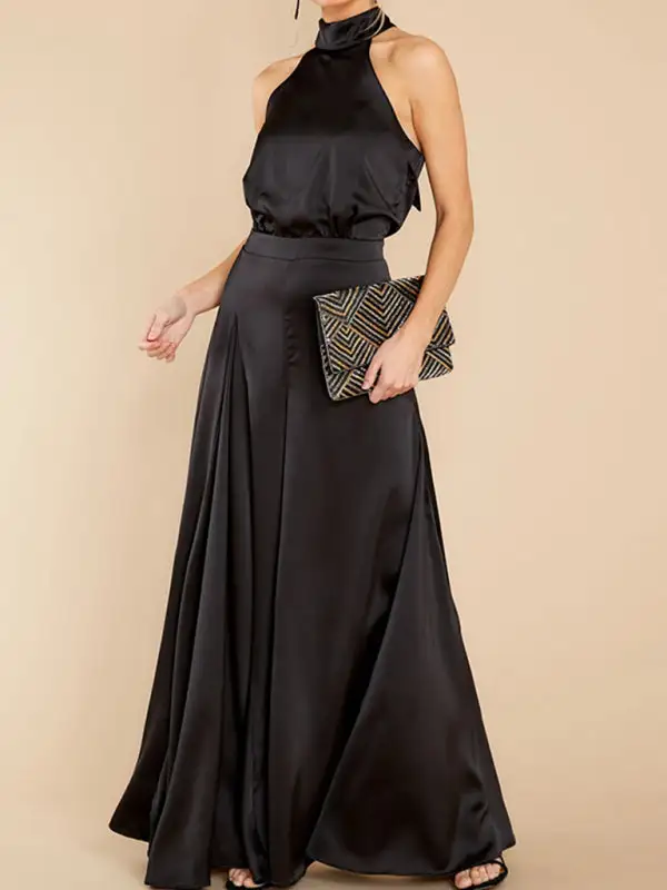 The Shoulder High Waist Jumpsuit Wide Pants