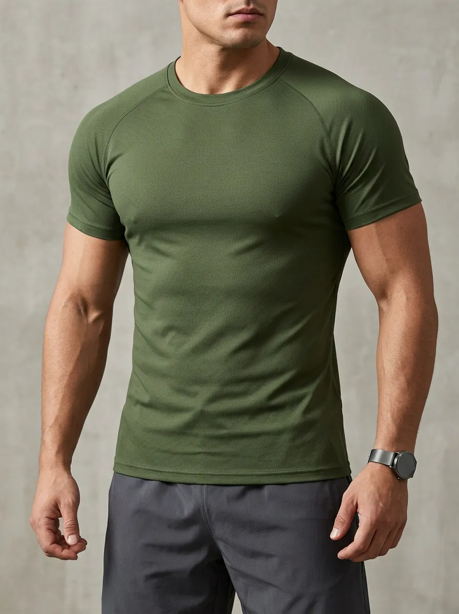 Men's Fitness Gym Raglan Sleeve Athletic T-Shirt