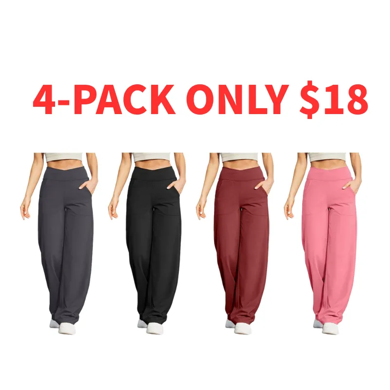 Women’s High-Waist Wide-Leg Yoga Pants – Petite to Tall with Pockets
