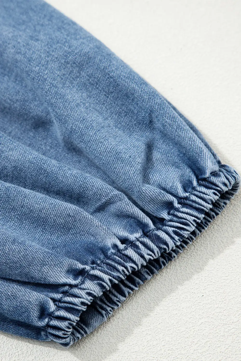 Blue Puff Half Sleeve Collared Denim Shirt