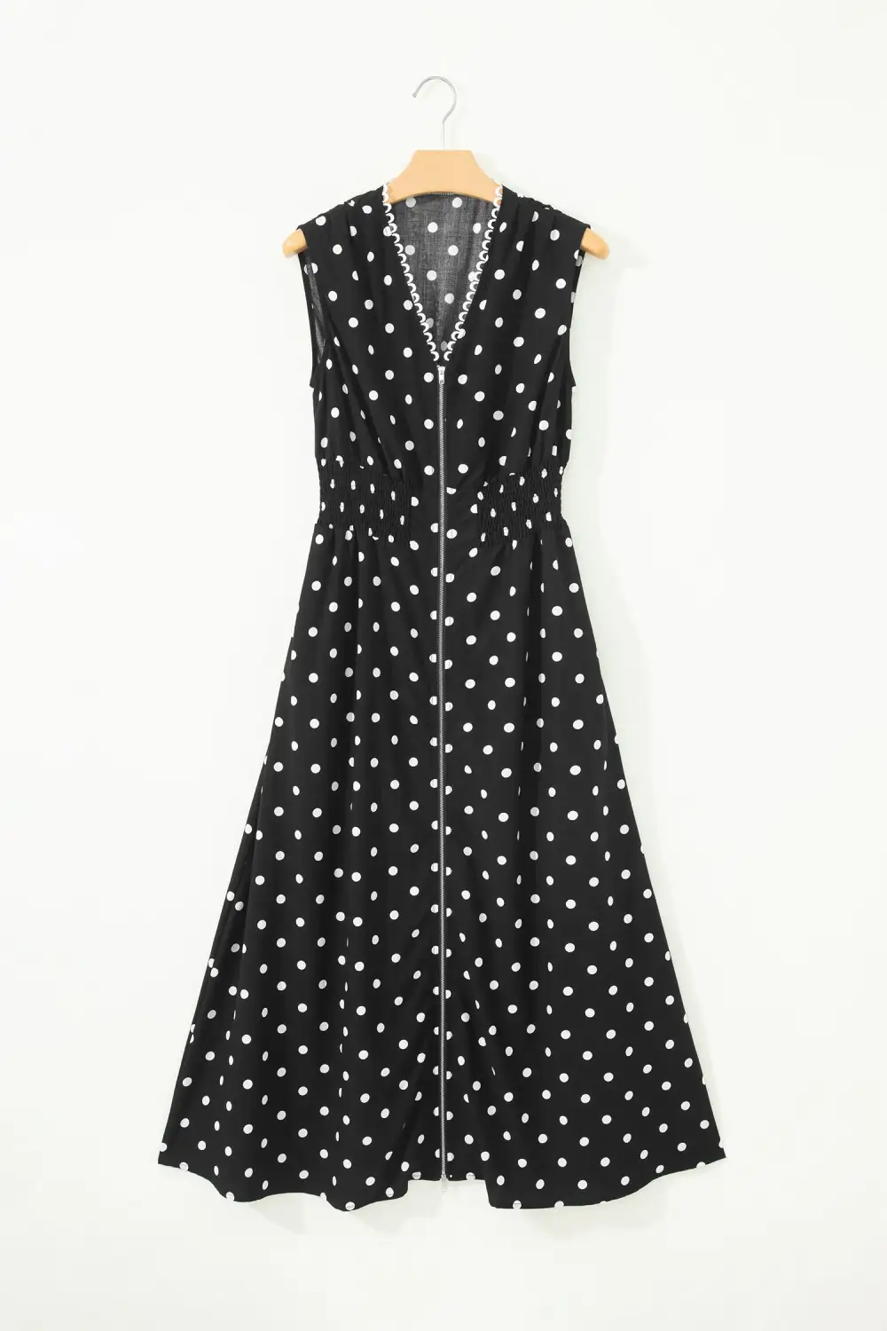 Polka Dot Printed V Neck Dress Casual