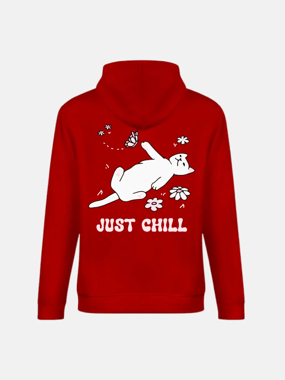 Just Chill Cat Pattern Hoodie