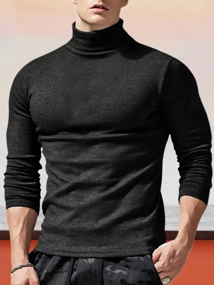 Classic Slim Fit Turtleneck Basic Top T-Shirt