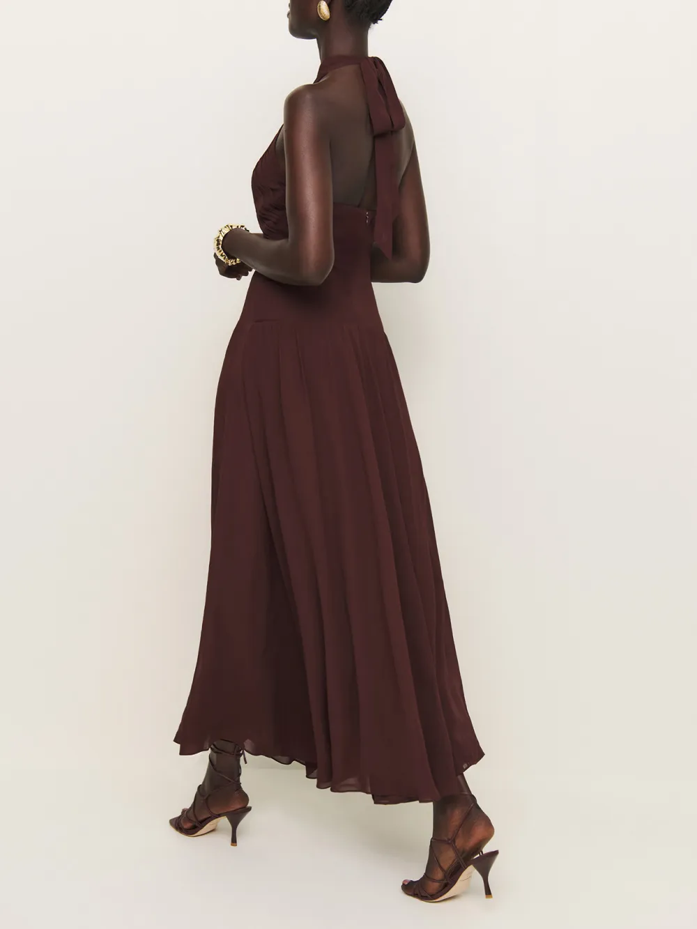 Cutout Detail Ruched Maxi Dress