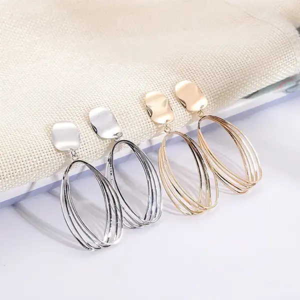 Geometric Zirconia Crystal Layered Drop Earrings
