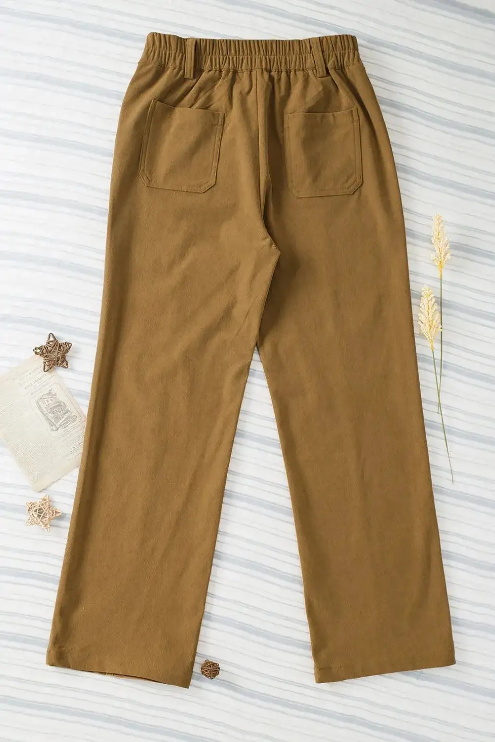 Layered High Waist Straight Leg Pants