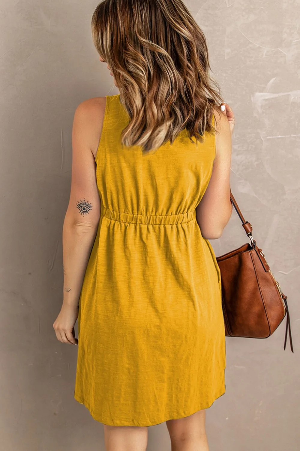 Sleeveless Button Down Mini Dress Mini Dress
