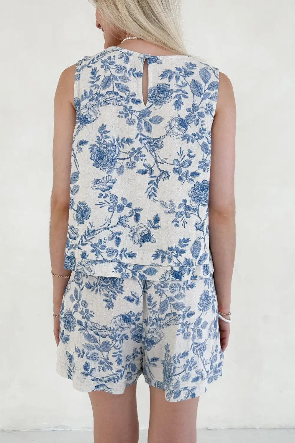 Linen Blend Printed Tank Top