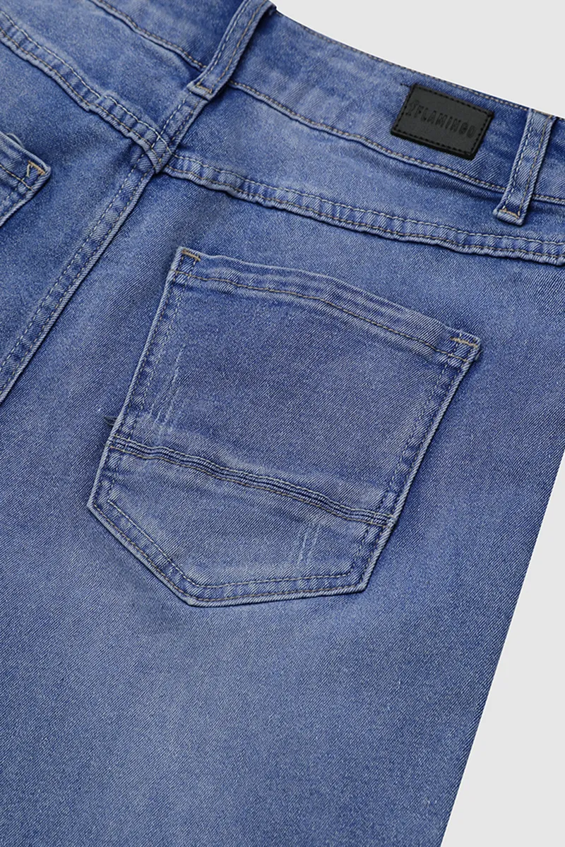 Zip Fly Ripped Denim Shorts Without Belt