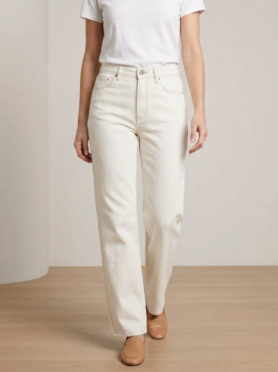 Weekend-Ready High-Rise Straight-Leg Washed Denim Jeans