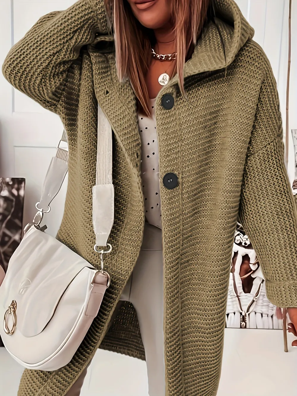 50% OFF Plus Size Casual Cardigan, Women's Plus Solid Button Up Long Sleeve Hoodie Cardigan