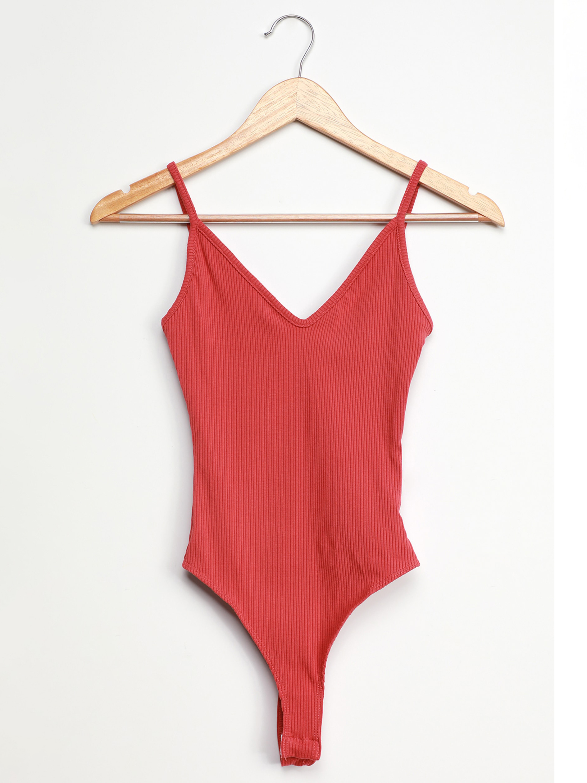 Ribbed V-Neck Cami Bodysuit