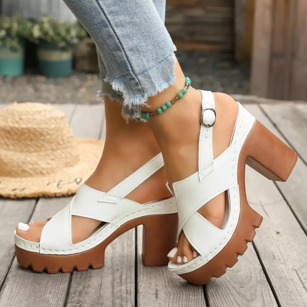 Soft Open Toe Block Heel Sandals