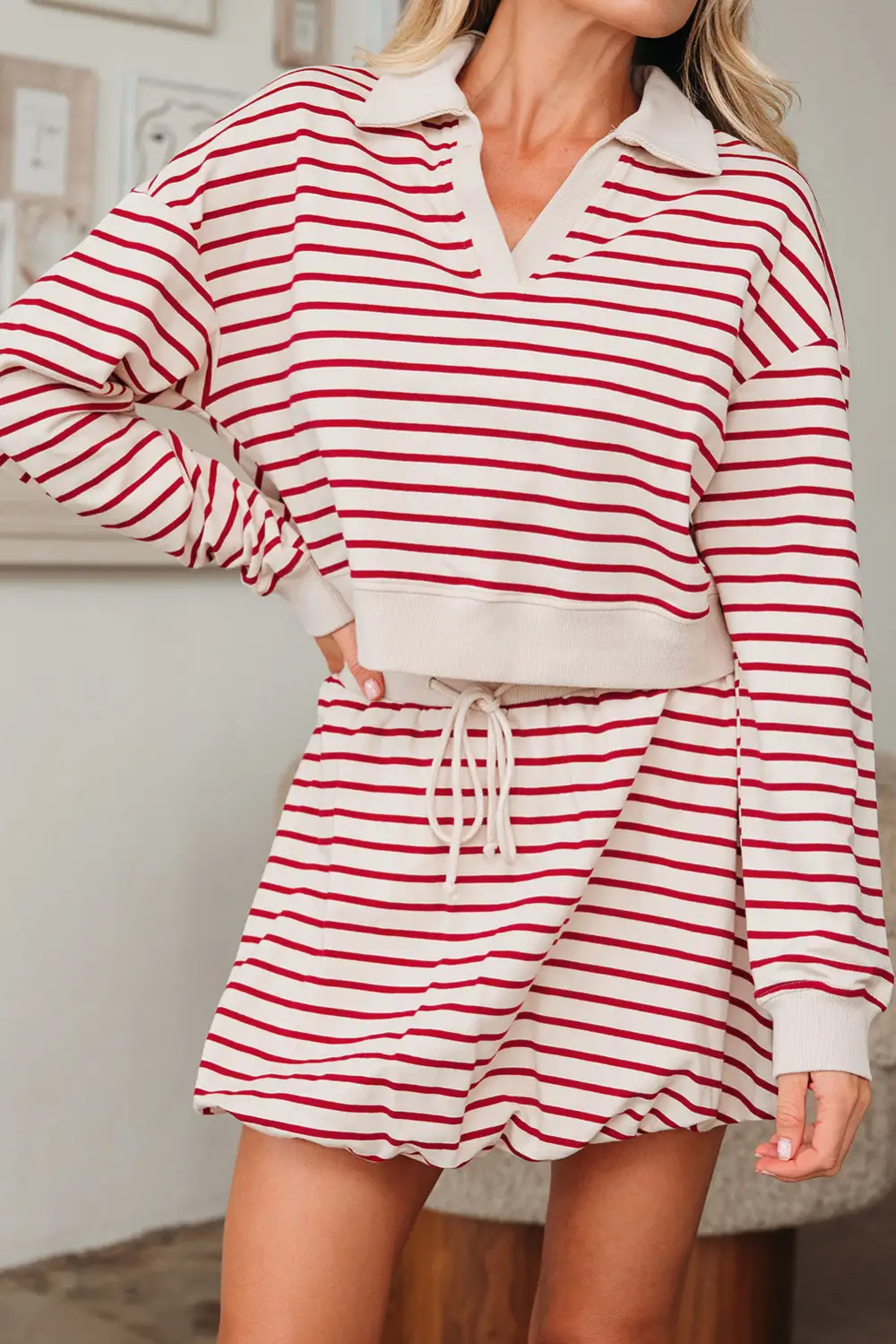 Practical Collared Cropped Detail Coordinated Set