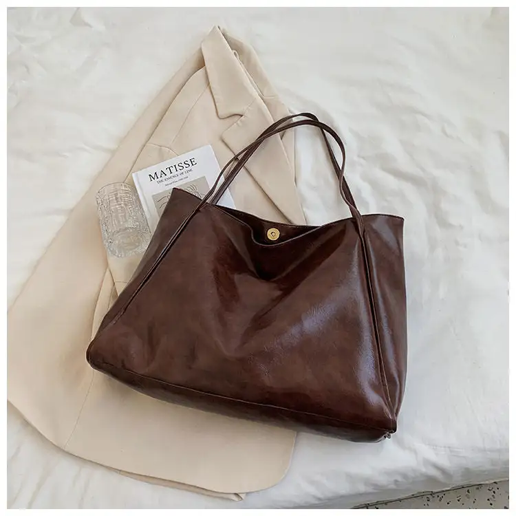 Compact Leather Roomy Everyday Tote Bag