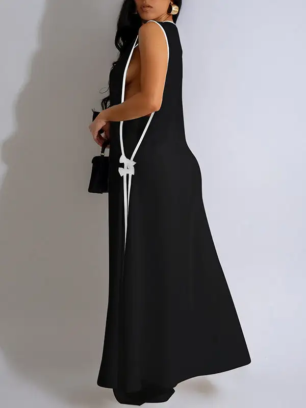 Sleeveless Panel Detail Top And Pants Set