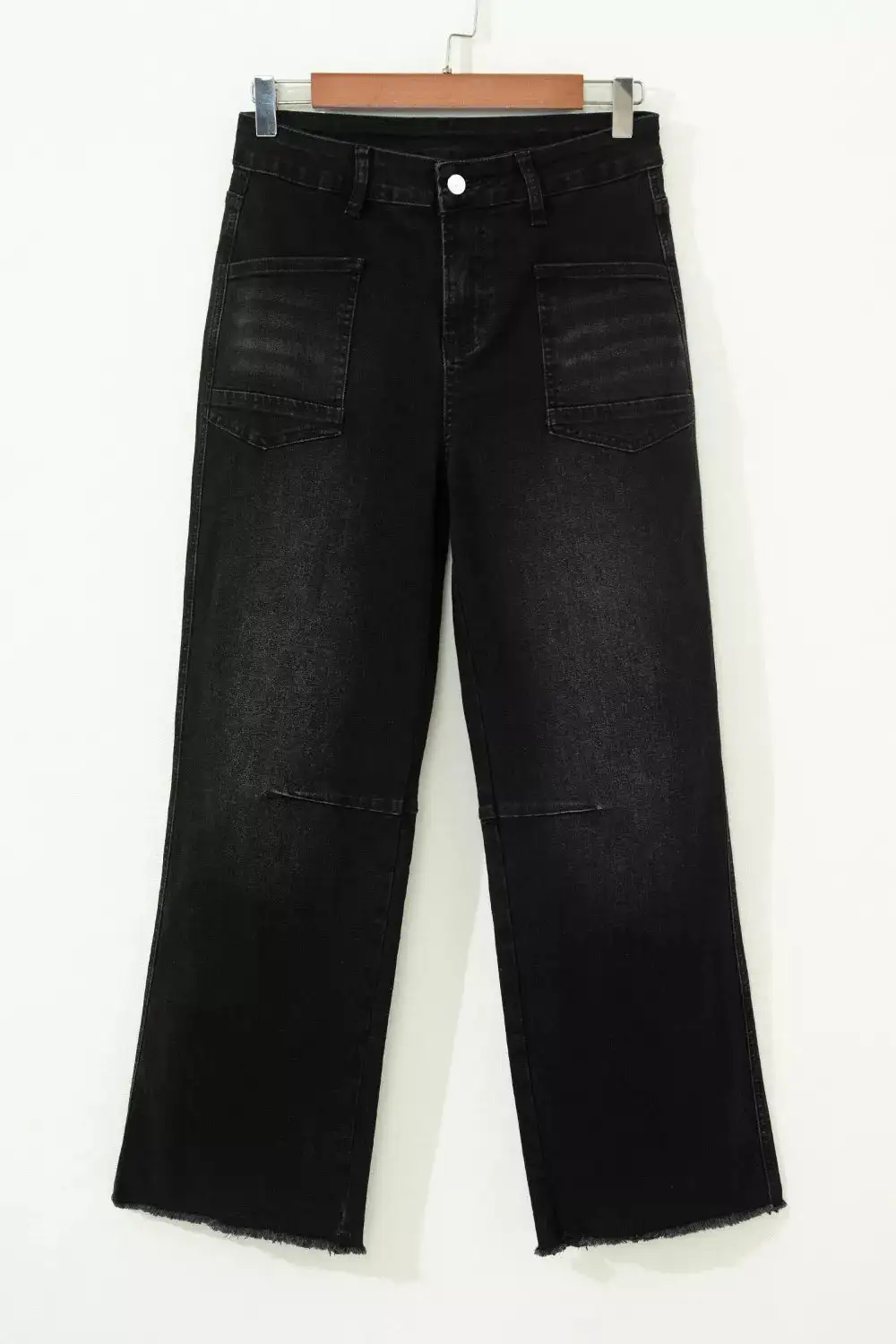 Washed Straight Leg Denim Jeans