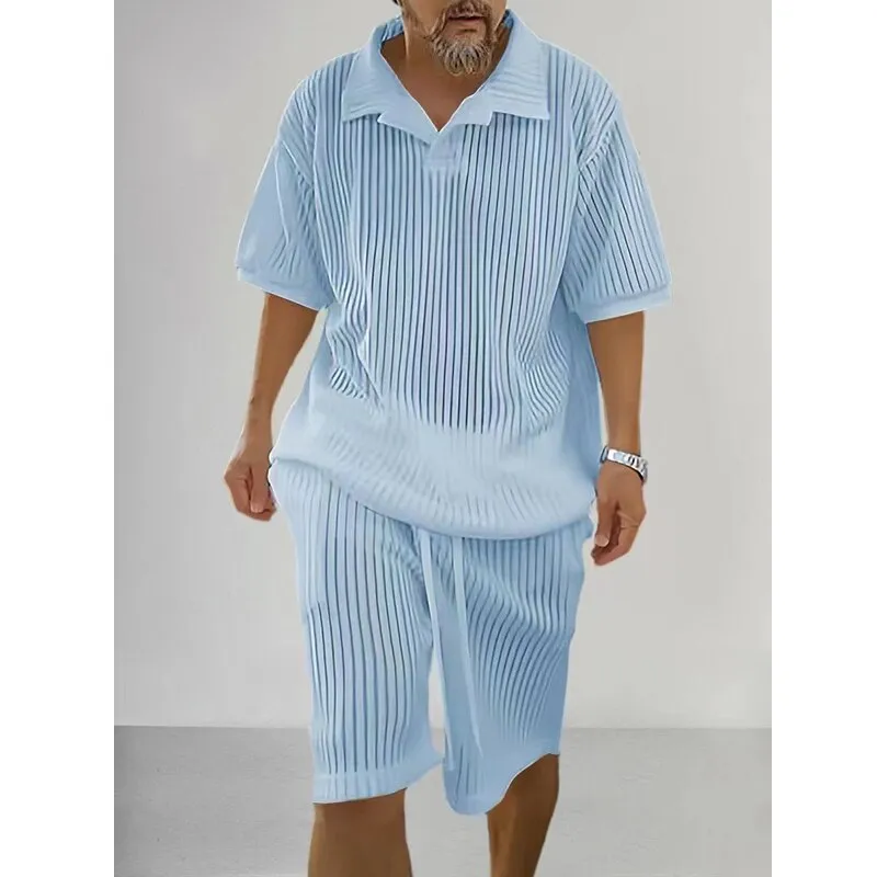Knit Short Sleeve Casual Shorts Set