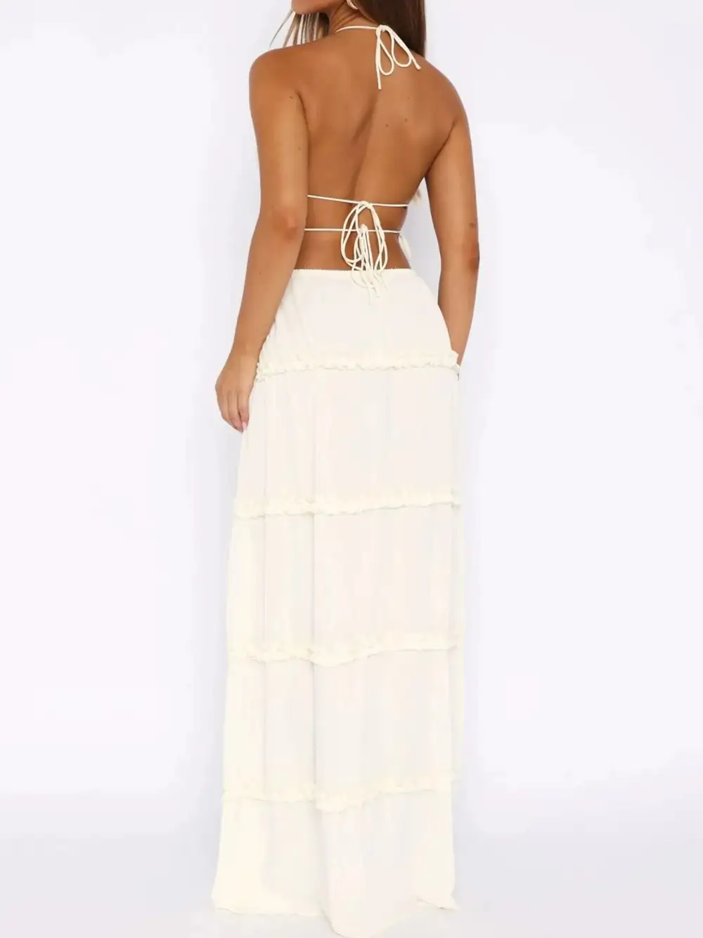 Neat Halter Cropped Detail Coordinated Set