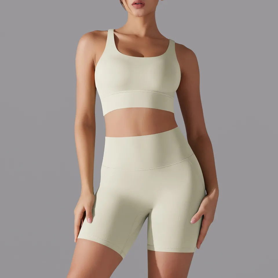 Seamless Cross-Back Two-Piece Shorts Active Set