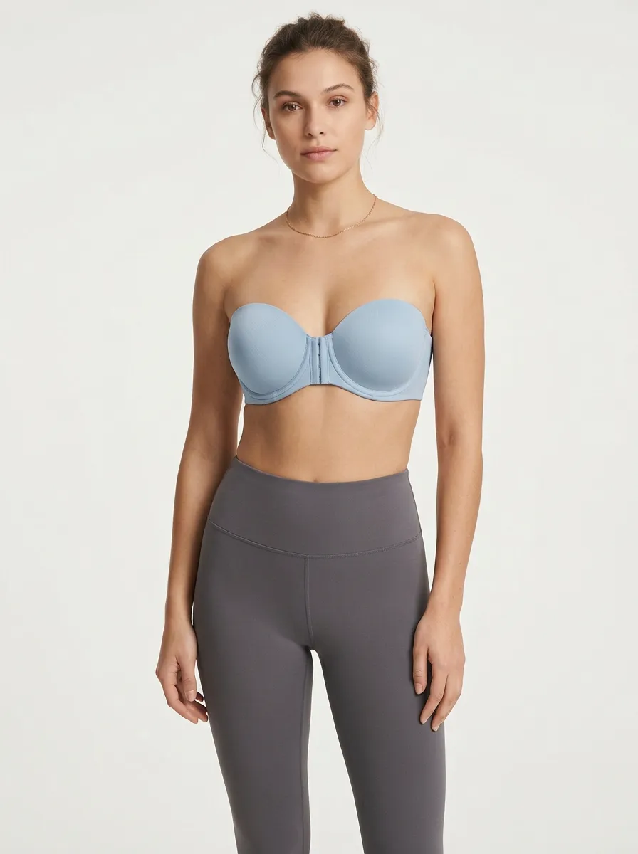 Women's Seamless Form-Fitting Front-Closure Strapless Bra