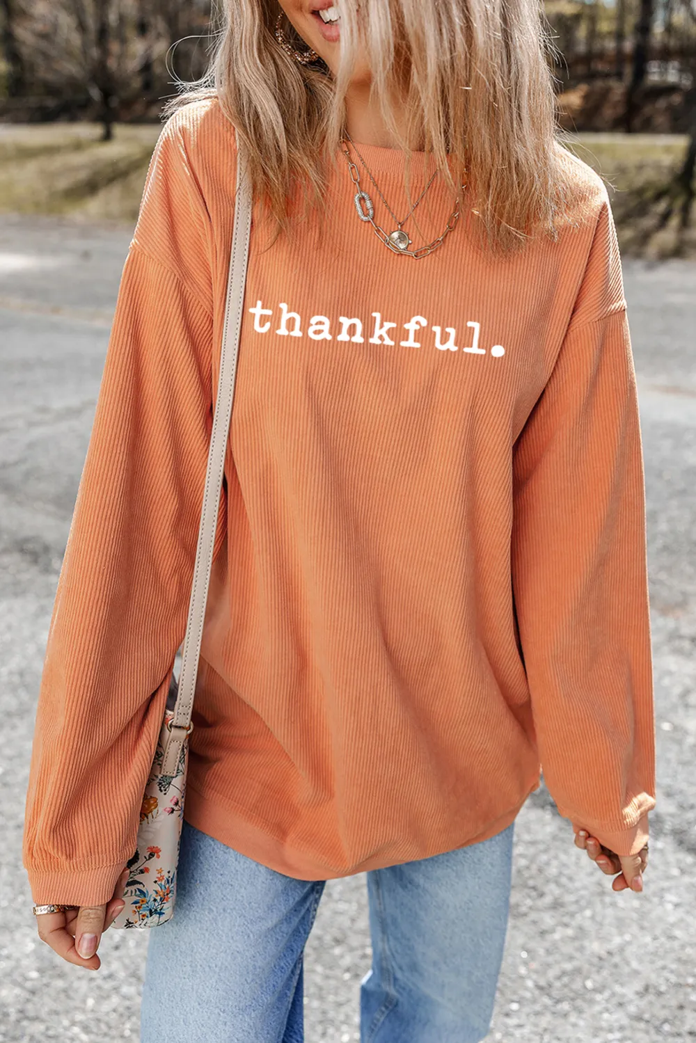 Casual Ribbed Crewneck Sweatshirt