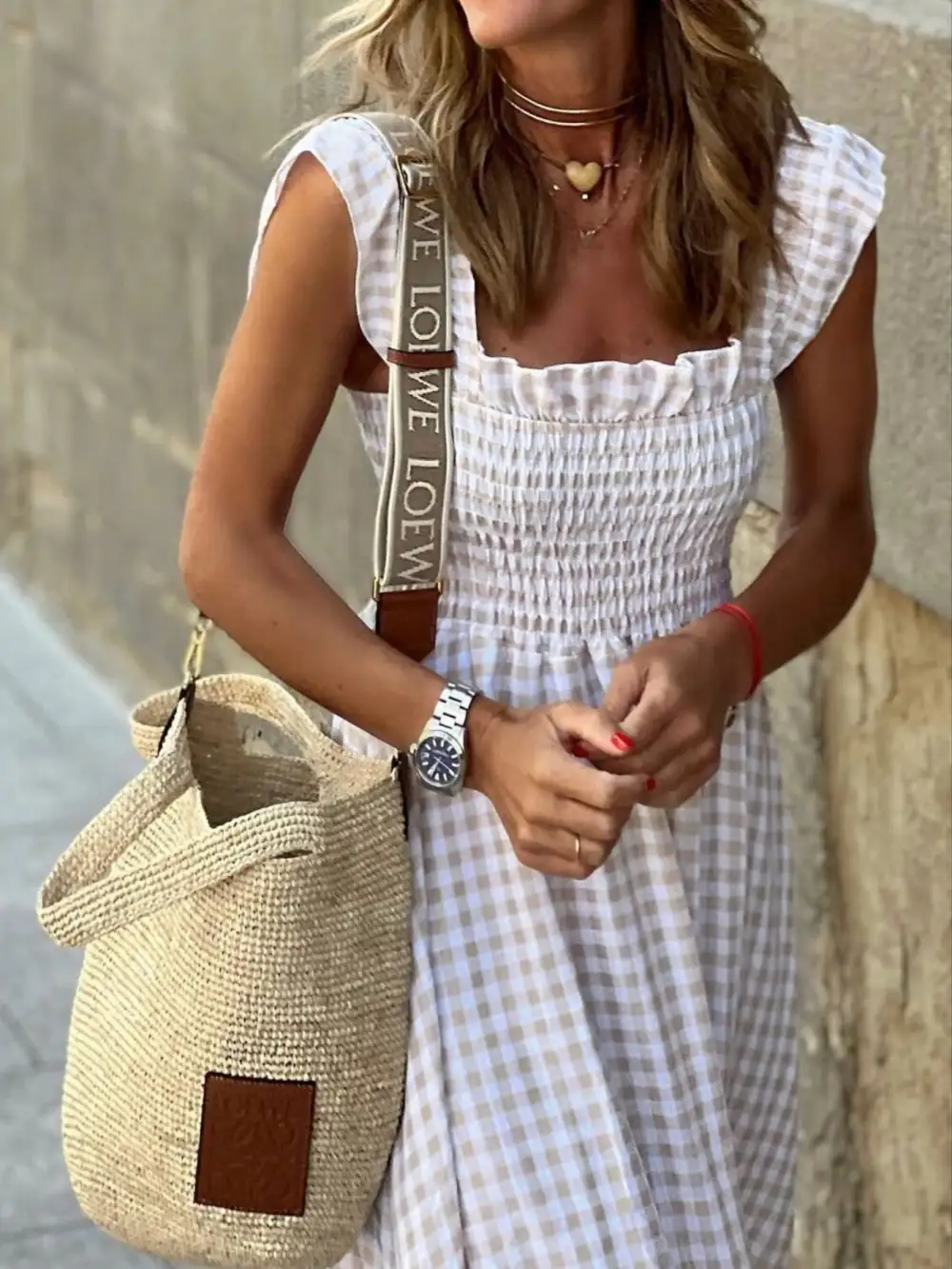 Plaid Ruffle Maxi Dress