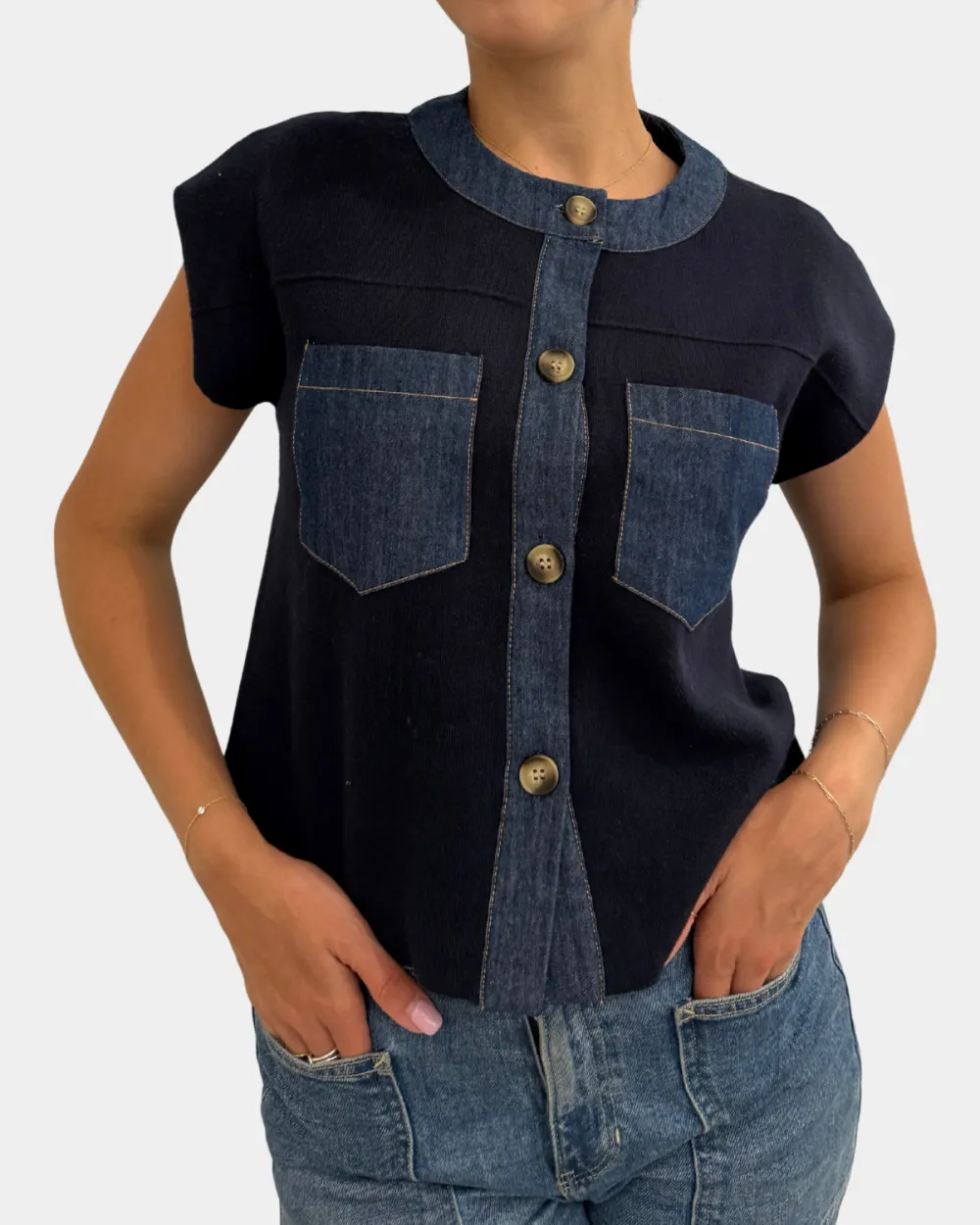 Contrast Knit Top