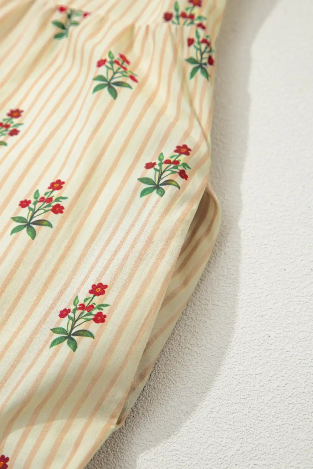 Floral Striped Ruffle Dress Casual