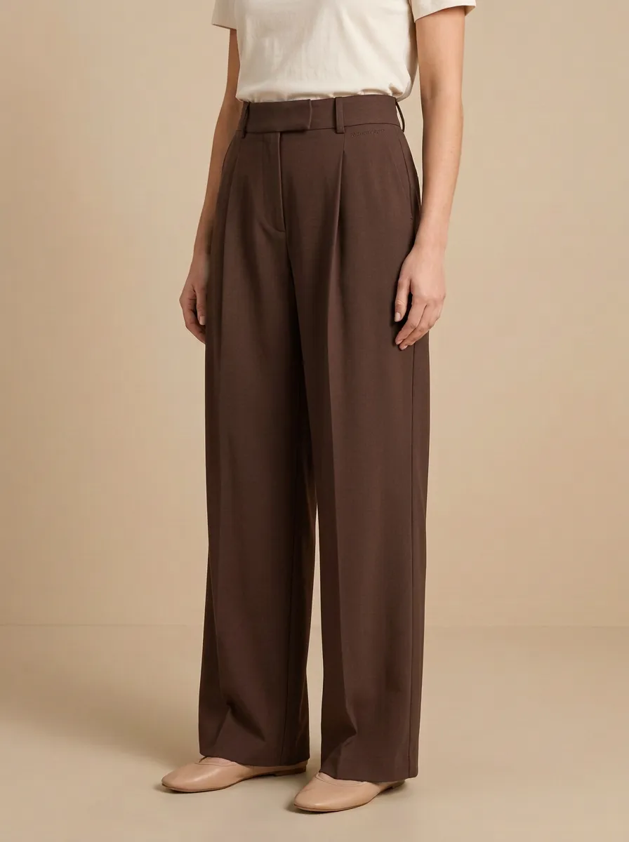 Classic Finish Wide-Leg Pleated Women's Wide-Leg Pants