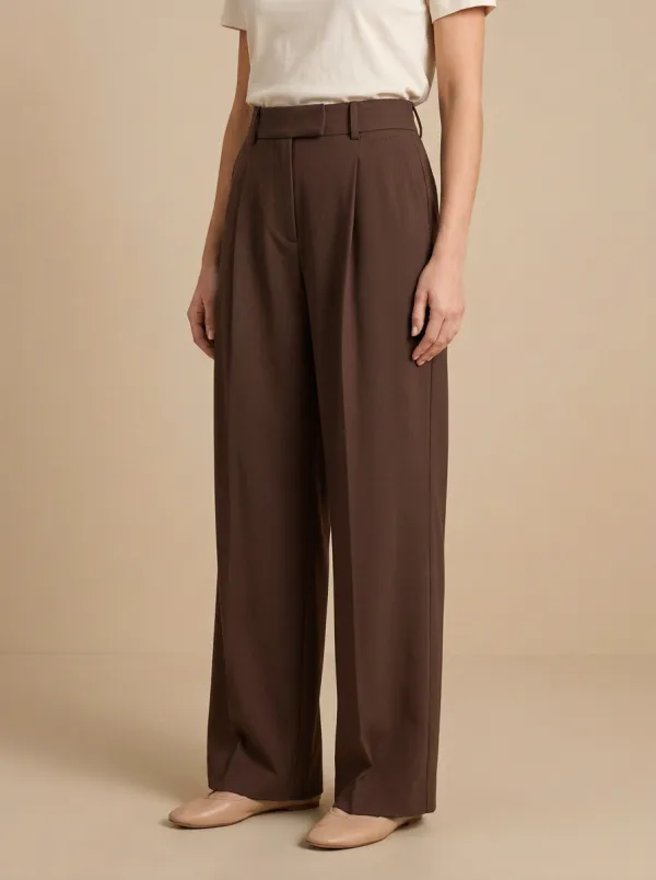 Classic Finish Wide-Leg Pleated Women's Wide-Leg Pants