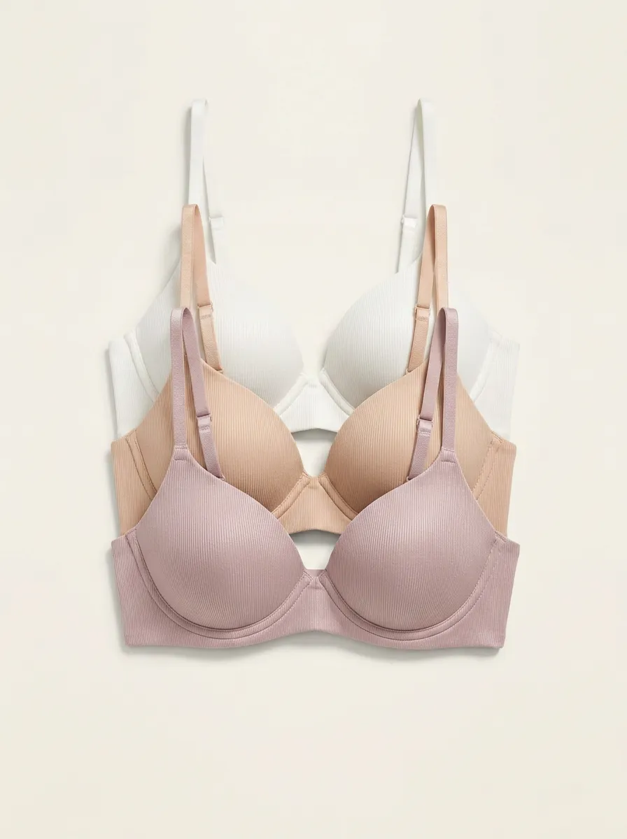 Ribbed Women's Three-Piece Bra Set