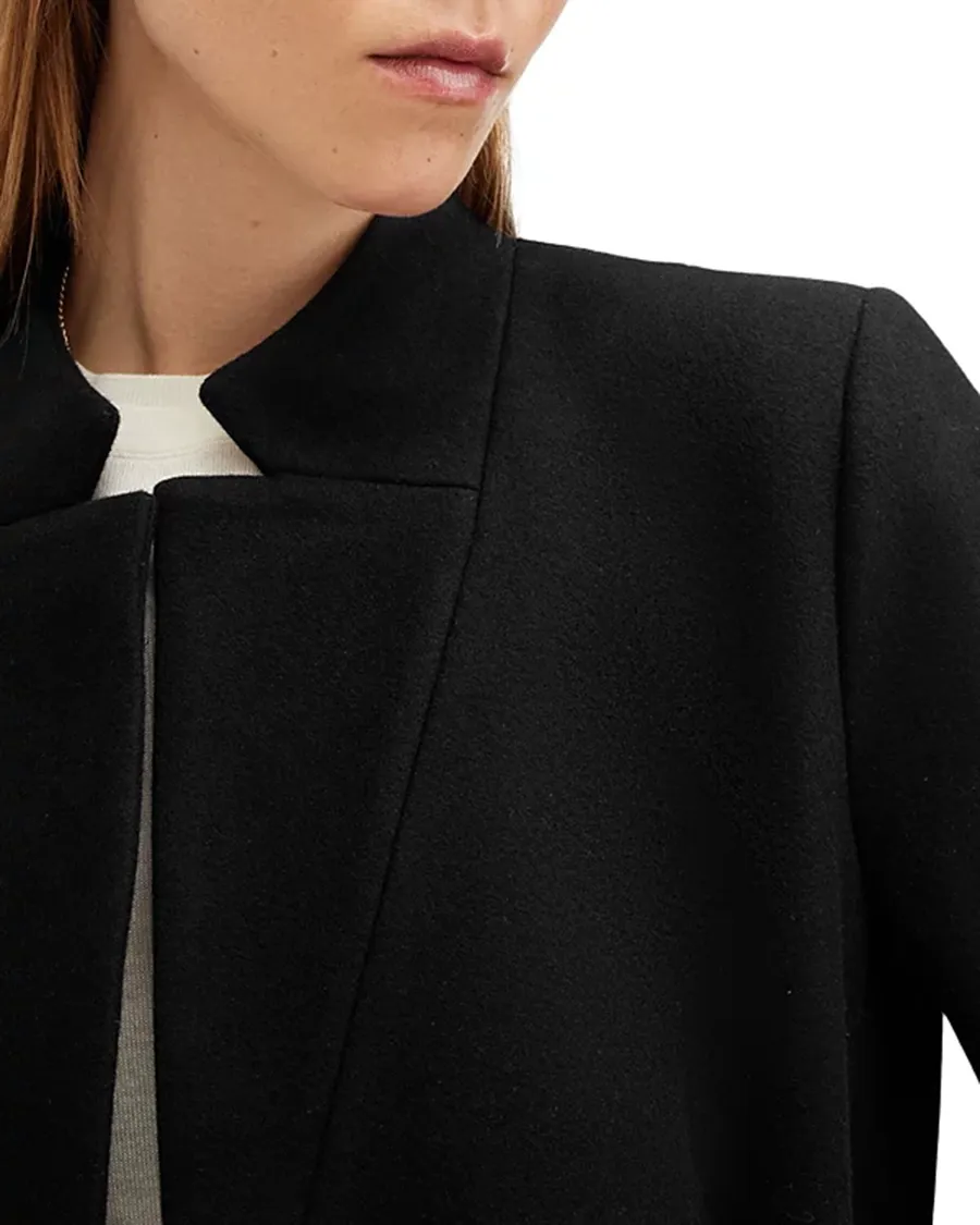 Black Wool Cashmere Blend Tailored Coat