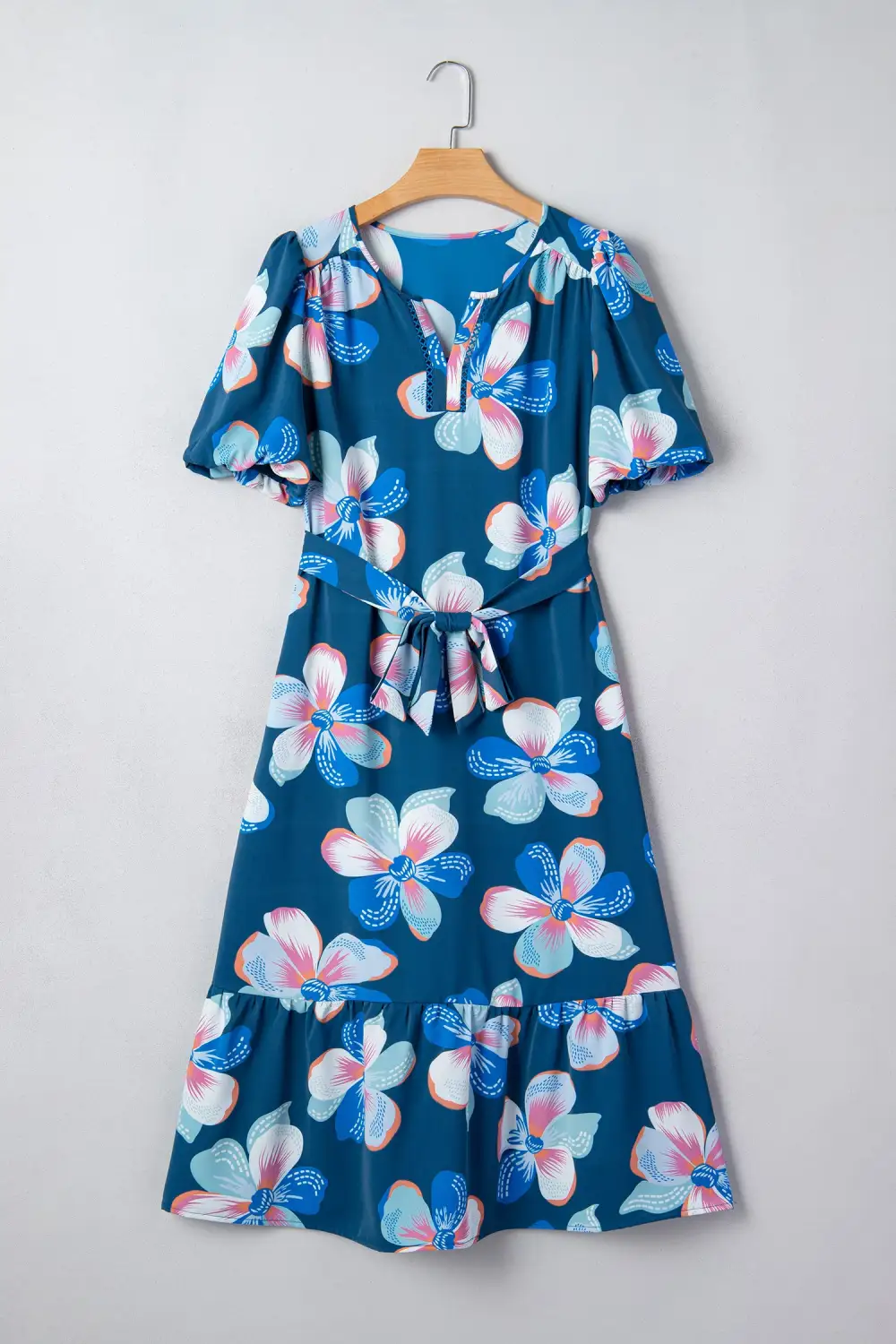 Floral Printed Tie Waist Dress Casual