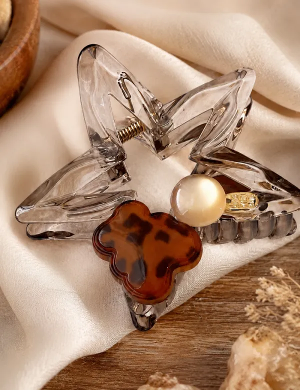 Leopard Star Shape Hollow Hair Clip