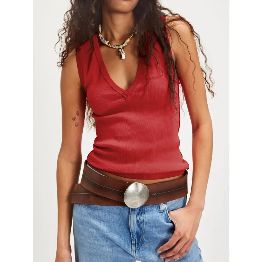 V Neck Wide Strap Tank