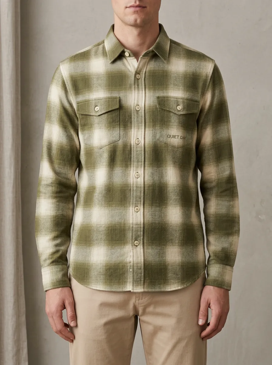 Classic Detail Plaid Long-Sleeve Men's Long-Sleeve Shirt