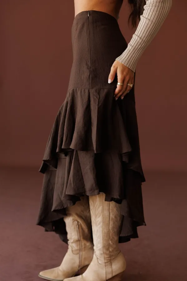 Linen Asymmetrical Draped Skirt