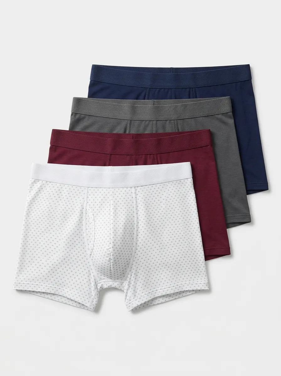 Easy-Wear Geometric Silhouette Men' Four Pack Boxer Briefs