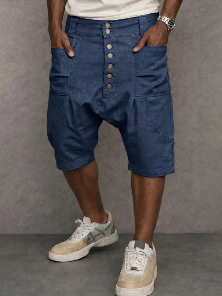 Men's Casual Cotton Drop Crotch Harem Shorts