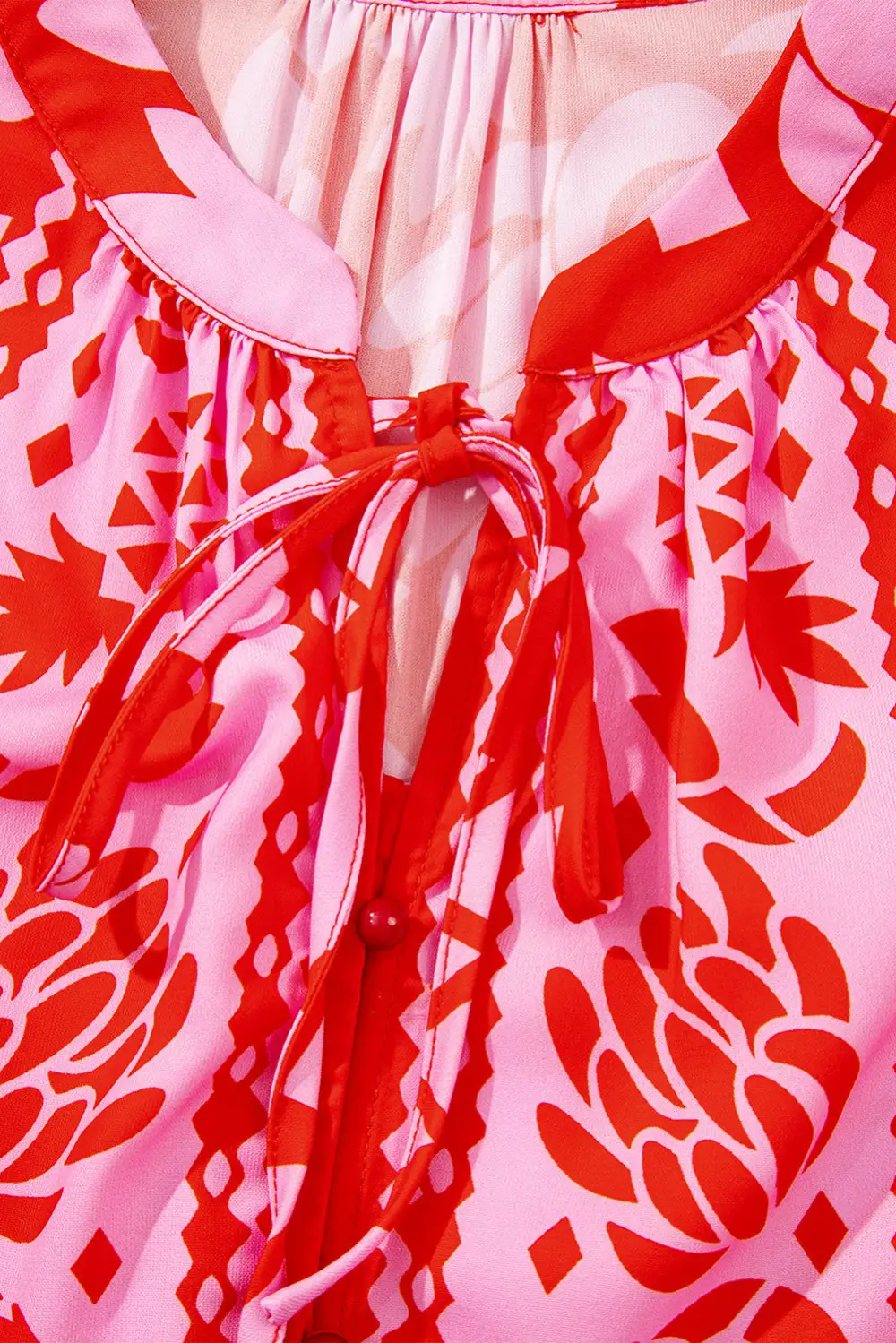 Floral Abstract Print Button Front Blouse