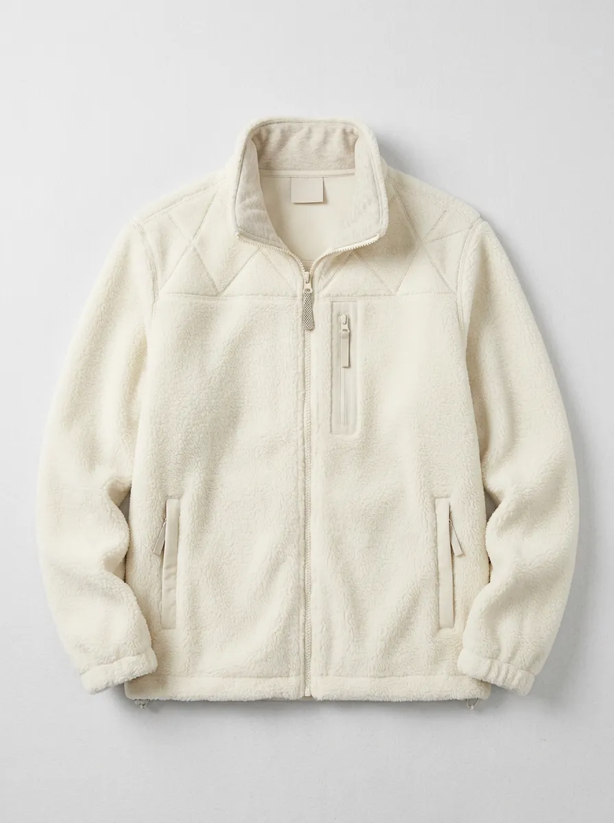 Off Quilted Shoulder Sherpa Fleece Jacket