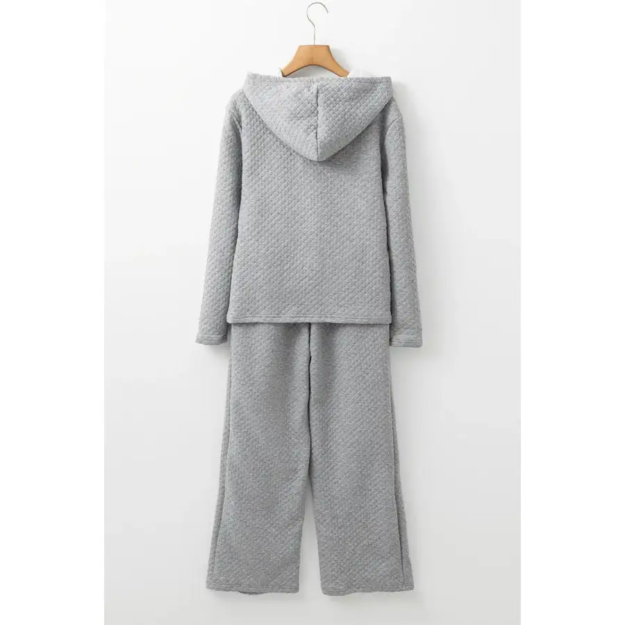 Drawstring Long Sleeve Hooded Top and Pants Set