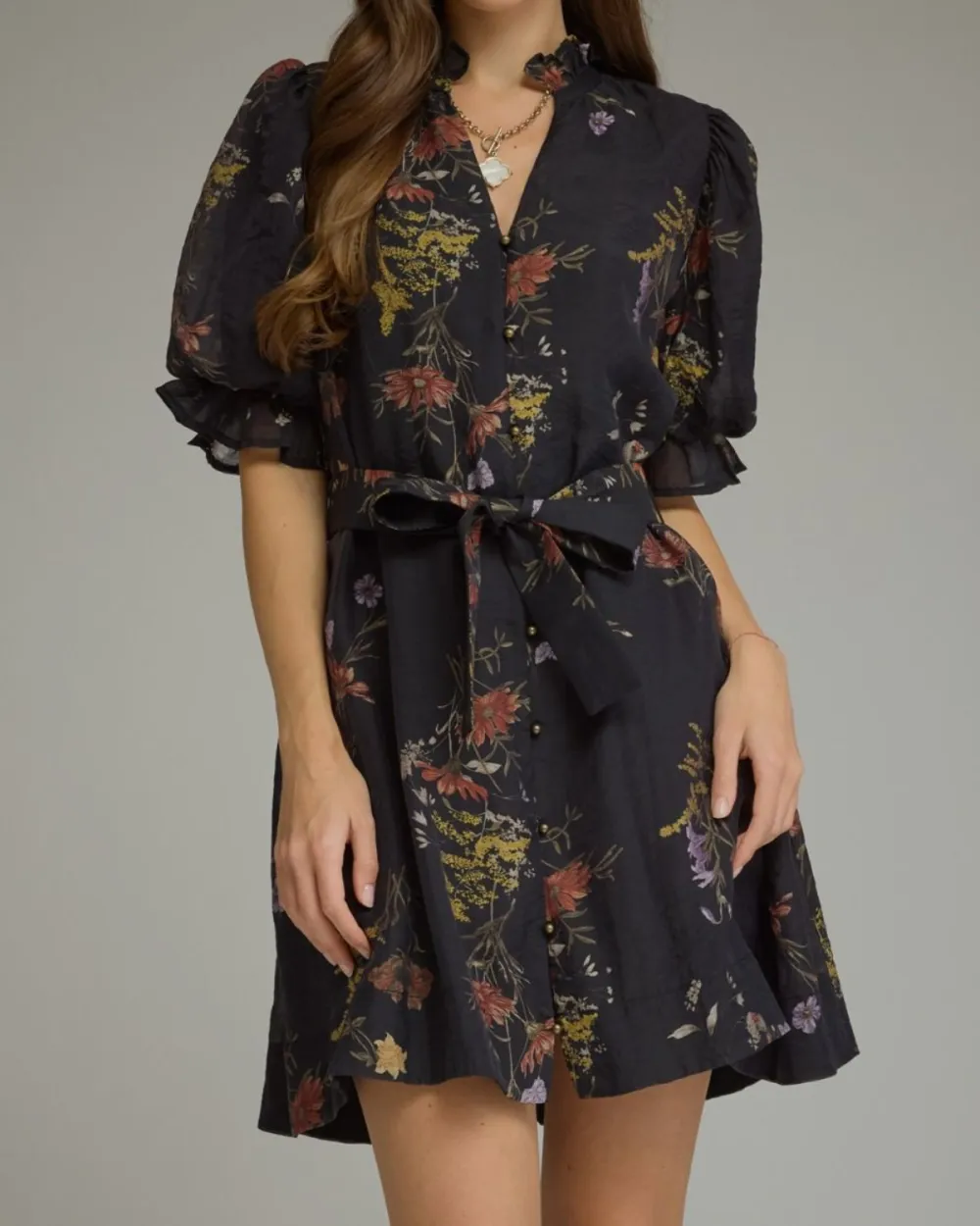 Floral Short Sleeve Mini Dress