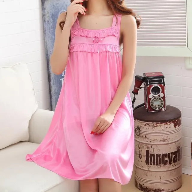 Smooth Ruffle Sleeveless Nightgown