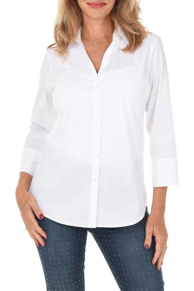 V-Neck Button-Front Shirt