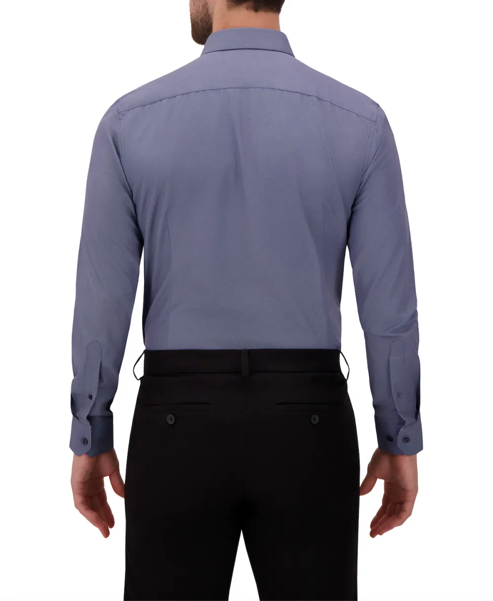 Twill-Print Four-Way-Stretch Modern-Fit Men's Dress Shirt